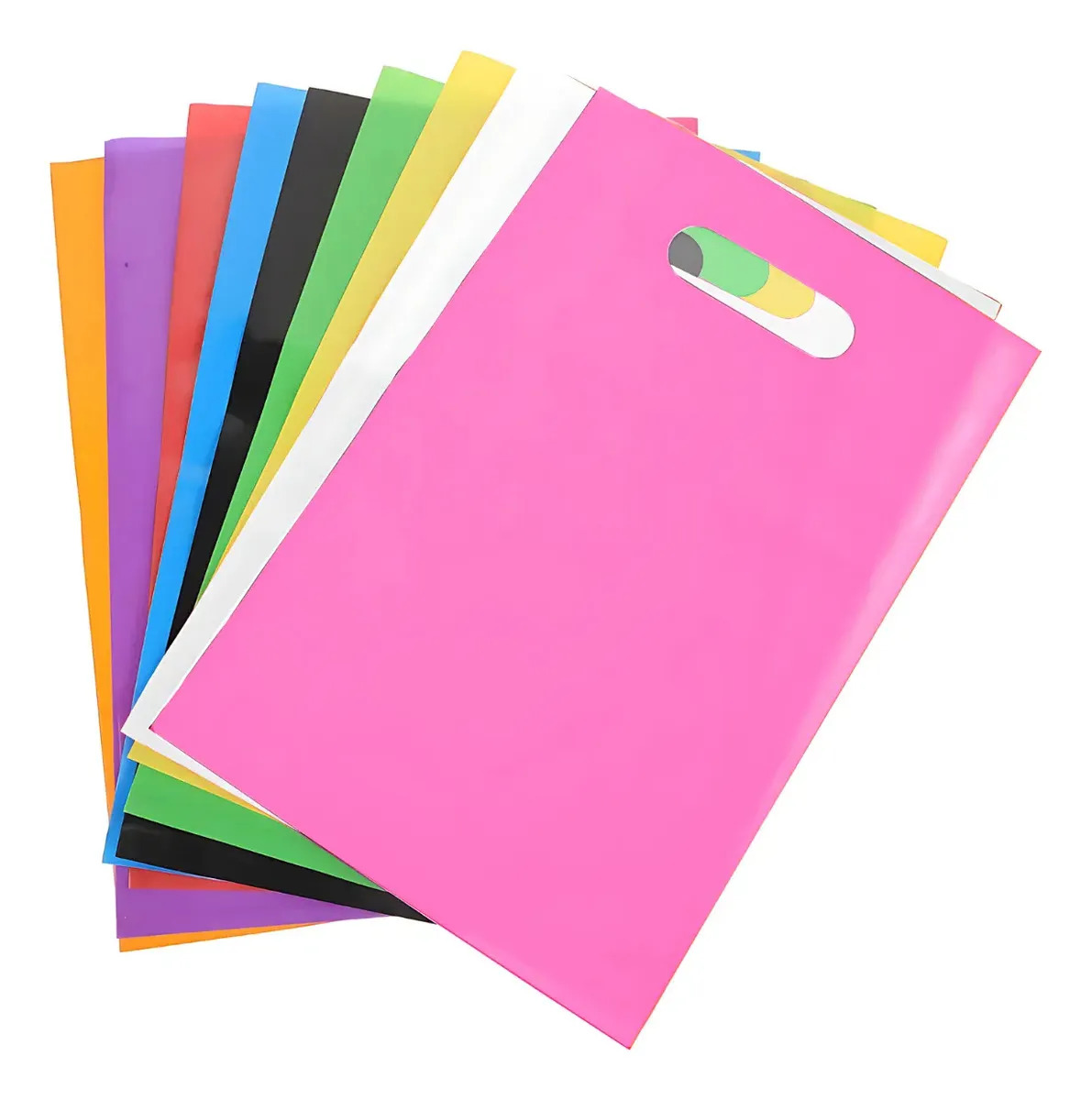 Kit 100 Un Sacolas Plásticas Boca Palhaço 30x40 Alça Vazada Cor Rosa