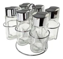 Comprar Set Especieros Condimenteros Frascos Base Acero Inox X6 