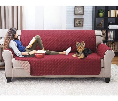 Cubre Sofa De 3 Cuerpo Burdeo ReversibleExelente Calidad