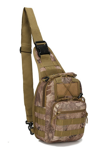 Bolsa Militar Transversal Bag Shoulder Tático Pochete Peito Cor Camuflado Tan