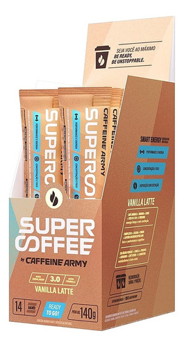 Suplemento em pó Caffeine Army  SuperCoffee 3.0 proteína SuperCoffee 3.0 sabor  vanilla latte em sachê de 140g 14 un