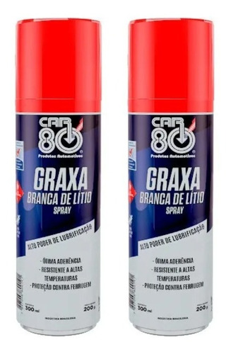 Kit 02 Graxa Branca De Lítio Spray 300ml Car80