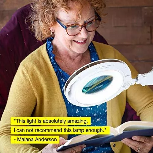 Brightech LightView Pro 6 Wheel Rolling Base Magnifying Floor Lamp -  Magnifier with Bright LED Light for Facials, Lash Extensions - Standing Mag  Lamp