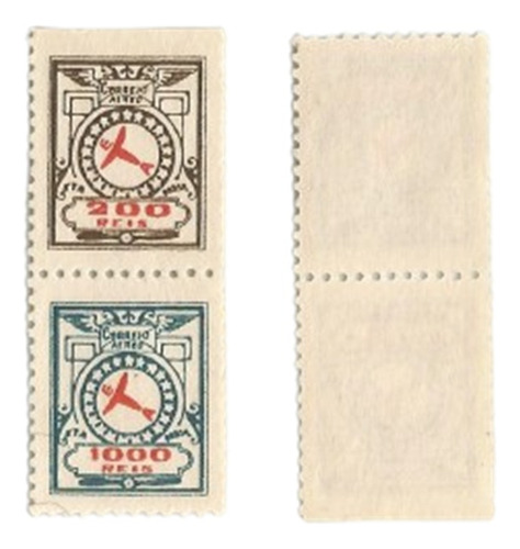F7446 Brasil 1929 Selos E-6/8 Setenant Emblema Eta 2ªtiragem
