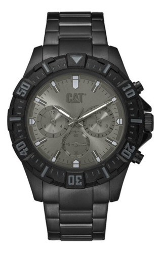 Reloj Caterpillar Hombre Moto 3hd Multi 10 Atm Multifuncion Color De La Malla Acero Negro-gris