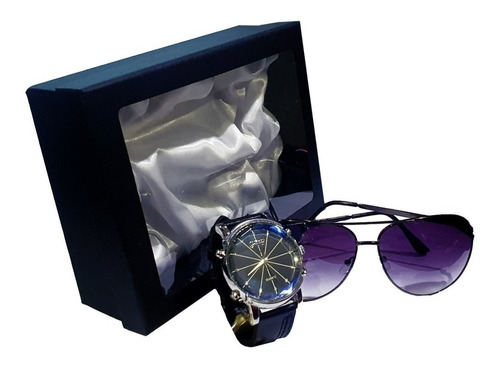 Set De Regalo 2 Piezas Para Hombre Reloj + Lentes De Sol