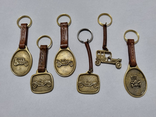 Llavero Auto Antiguo Bronce Y Cuero Varios Modelos
