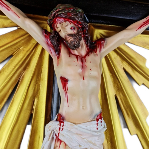 Imagem 4 de 9 de Crucifixo Mesa Resplendor Estilo Antigo Policromado 86cm