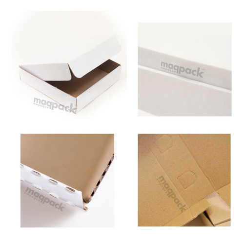 Imagen 5 de 7 de 50 Cajas Pizza 20x20x4.5cms Carton Microcorrugado Blanco