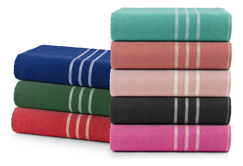comprar Kit 5 Toalhas De Banho Sortidas 68x125 Grossa Varias Cores Elegante Design Moderno Com Linhas Casa Laura Enxovais