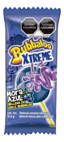 Bubbaloo Paleta Bubba Xtreme Relleno Mora Azul 20 Piezas