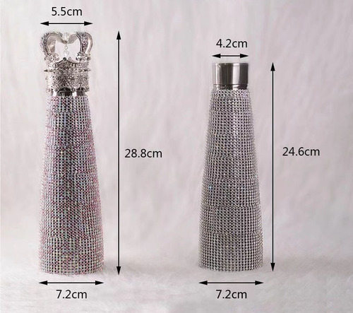 Taza Térmica Con Diamante Con Corona Plateada