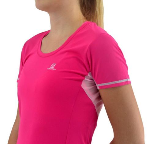 Remera Salomon Mujer Agile Ss Running Fucsia