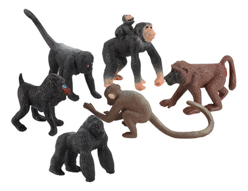 6pcs Figura De Chimpancé Modelo Animal Orangután Para Cumple