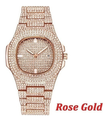 Moda Iced Out Reloj Hombres Diamante Acero Reloj
