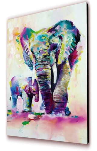 Cuadro 50x30cms Tipo Oleo Elefante3 Decorativo 