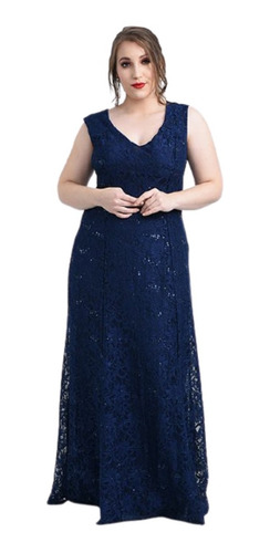 Vestido Fiesta Dama Encaje Con Brillitos Mujer
