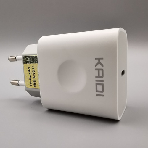 Carregador Kaidi KD-108 USB-C Cor Branco 20W Potência