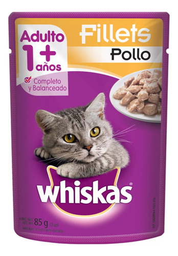 Alimento Húmedo Para Gato Pouch Pollo Whiskas 5 X 85g