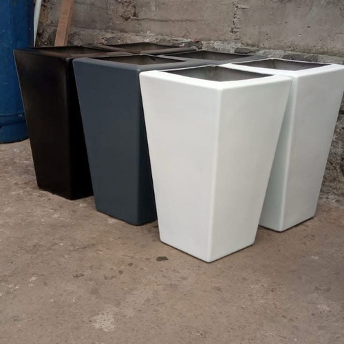 Maceta Minimalista De Fibra De Vidrio Mod. Obelisco 50x30 Gris Oscuro Obelisco