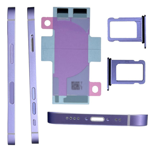 Carcasa Chasis +flexores Compatible Con Iphone 12 Mini A2399 Violeta