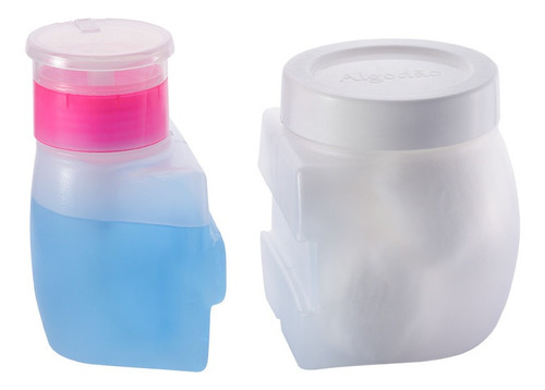 Imagem 3 de 4 de Kit Manicure E Pedicure Porta Acetona Dosador Porta Algodão