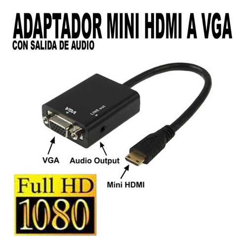 Conversor Mini Hdmi A Vga Full Hd Con Audio Qos Cba