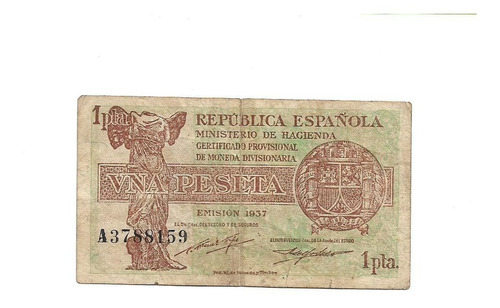 Republica Española. 1 Peseta. 1937. Pick 94. F+