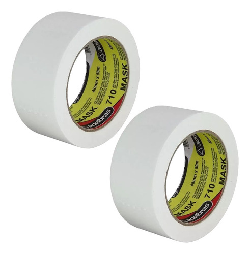 Kit Fitas Crepe Adelbras 48mm X 50m Mask 710 32 Rolos Largo Branco Lisa