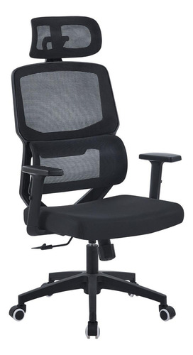 Silla De Escritorio Y Oficina Ergonomica Con Soporte Lumbar y Apoyabrazos Regulable Color Negro Material Del Tapizado Malla