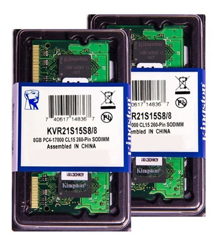 Imagem 1 de 6 de Memória Kingston Ddr4 8gb 2133 Mhz Notebook Kit C/02 Unid