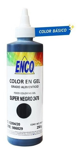 Color Gel Super Negro Reposteria 250 Grs. Enco 2476-250