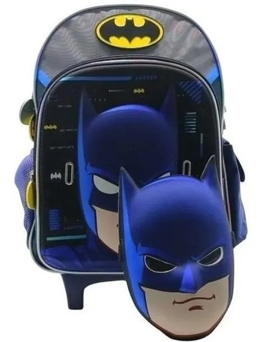 Mochila Escolar Carro Carrito Batman Con Mascara 16 PuLG