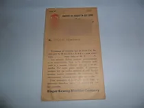 Comprar Antigua Papeleria Papeleria Sobre Singer Maquinas Coser