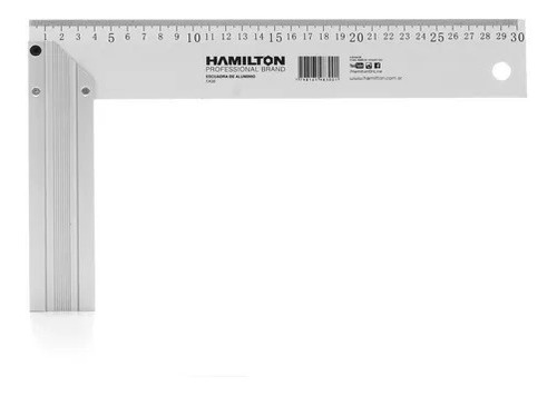 Escuadra De Aluminio 30 Cm Reforzada Regla Hamilton Ea30