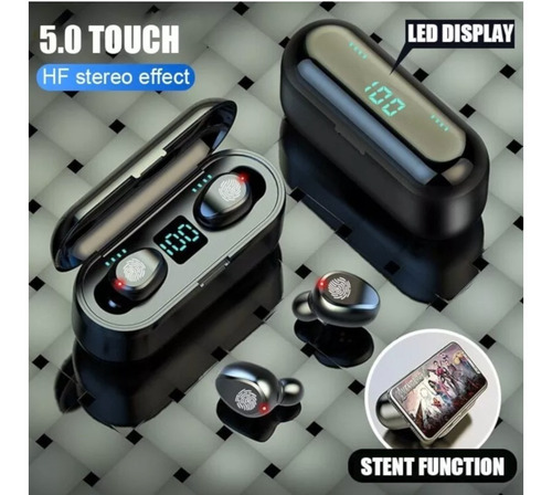 Fone Ouvido Bluetooth 5.0 F9 Sem Fio Touch Black Earphone