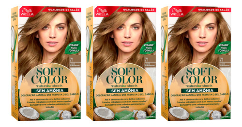 Kit 03 Coloração Soft Color 71 Louro Acinzentado Wella