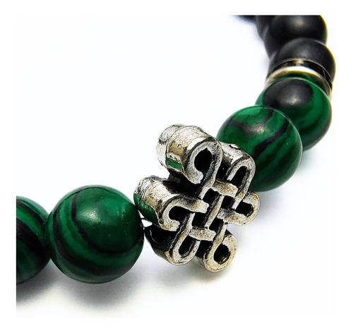 Pulsera De Hombre Nudo Celta Con Malaquita