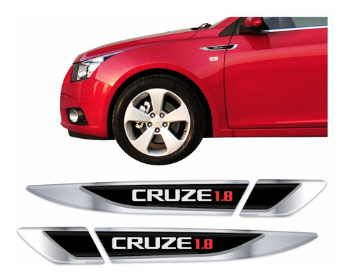 Par Emblemas Adesivo Chevrolet Cruze 1.8 Resinado Cromado