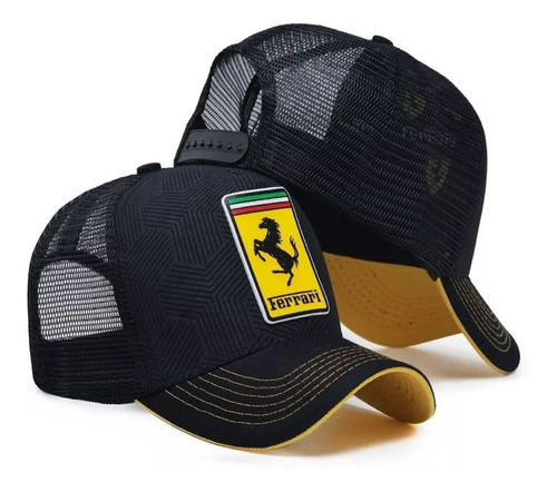 Boné Ferrari Preto Trucker Telinha Curva Roma F8 Sf90 Spider