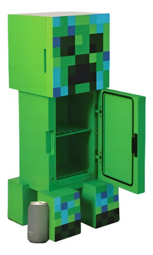 Minecraft Mini Refrigerador Creeper De 62 Cms Y 2 Puertas Color Verde