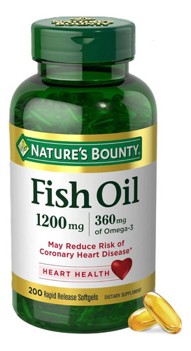 Aceite De Pescado 1200 Mg Nature's Bounty 200 Cápsulas Sin Sabor