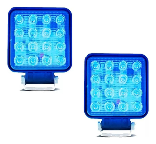 Farol De Milha 16 Led Lente Azul 48w Trator Pulverizador Par