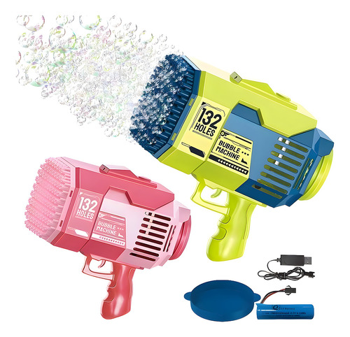 Bazooka Bubble Machine Con Luz Y 132 Agujeros De Burbujas