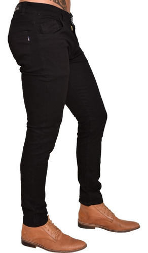Imagen 3 de 5 de Pantalon Jean Chupin Negro Hombre Elastizado Excelente