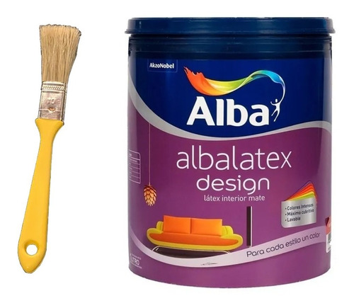 Albalatex Design Latex Interior Colores Mate X 1 Lt + Pincel