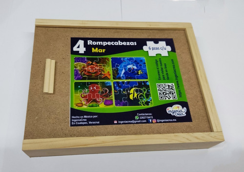 Imagen 7 de 9 de Rompecabezas De Madera Para Niños X 4 Ingeniacrea 6 Pzas C/u