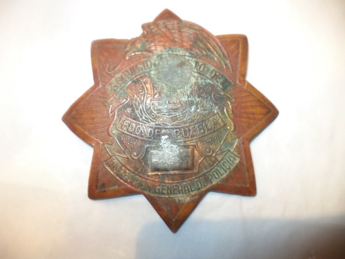 Antigua (c. 1950) Placa Agente Secreto Puebla (Usado)
