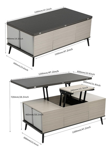 Moderna Mesa Auxiliar 3 En 1 Con 4 Taburetes Para Sala De Es