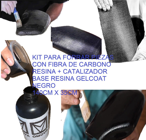 Kit Forrar Fibra De Carbono Real Tela 140x35cm + Kit Resinas